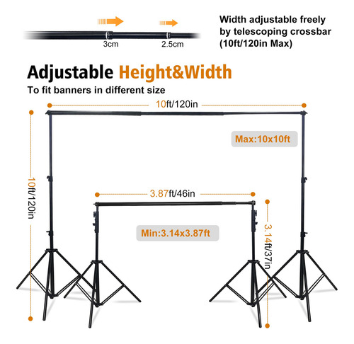 Sistema De Soporte Ajustable Para Telón De Fondo Fotográfico