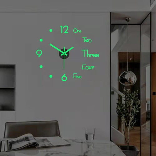 Yjhwlf Reloj De Pared 3d Diy, Luminoso, Sin Marco, Silencios