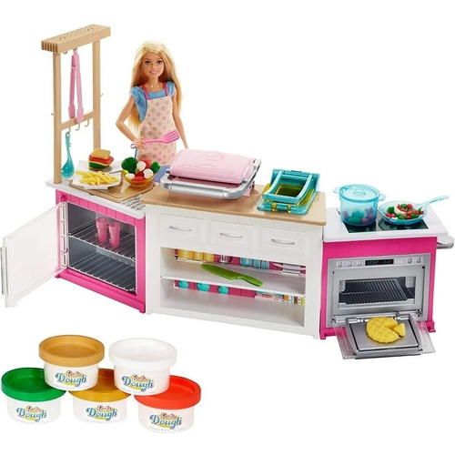 Muñeca Barbie Chef Kitchen Cocina Con Accesorios Sonidos Luz