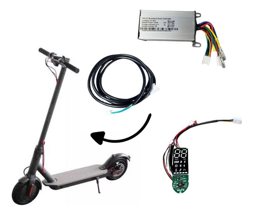 Kit Controladora Y Display Para Monopatin Generico Negro
