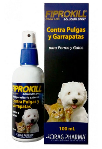 Fiprokill Spray Anti Pulgas, Garrapatas Perros Y Gatos 100ml