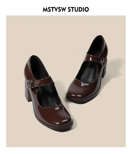 Zapatos Mary Jane De Tacón Alto Para Mujer, Estilo Vintage