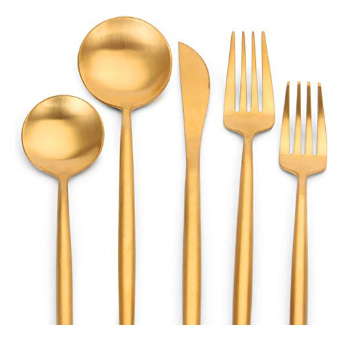 Juego De Cubiertos De Oro Mate, Oliviola Juego De Cubiertos