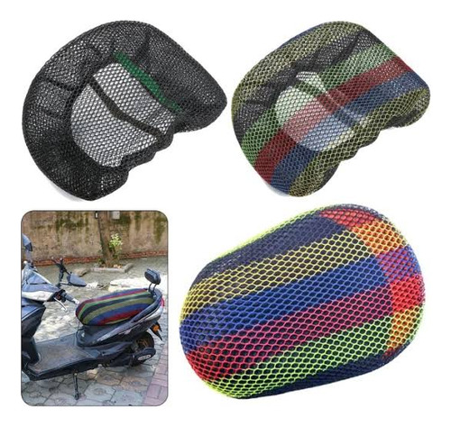 Cubre Asiento Malla Motocicleta Mesh Multicolor L