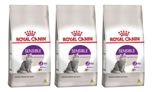 Ração Royal Canin Gatos Adultos Sensible 1,5kg Kit 3 Unid.