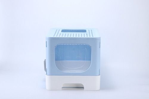 Caja De Arena Plegable Para Gatos, Inodoro Antisalpicaduras Color Celeste