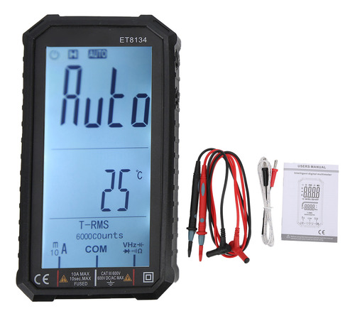Multímetro Multifunción Et8134 Lcd Con Alarma Automática 10a