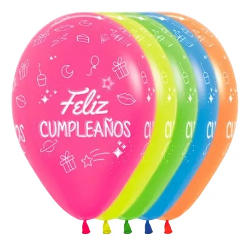 Globos Bombas Feliz Cumpleaños R12 X 48 Und Multicolor