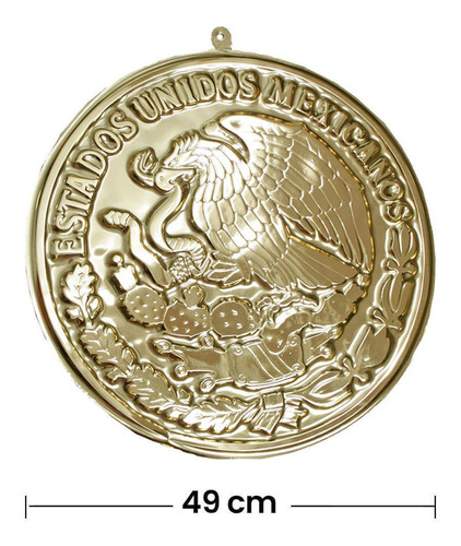 Imagen 3 de 3 de Escudo Nacional Mexicano Plástico 3d Oro Gde 49cm Mylin 8pz