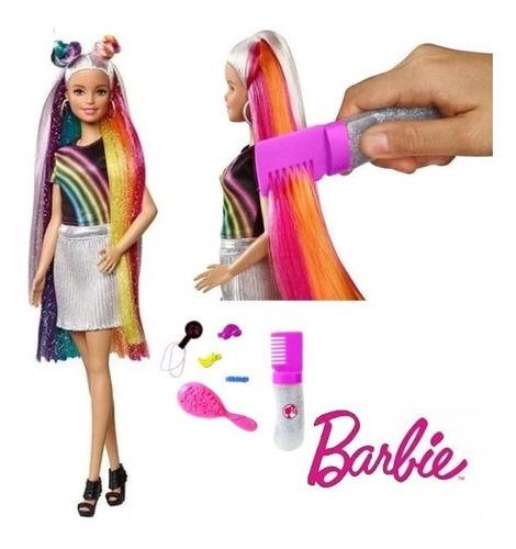 Imagen 5 de 8 de Barbie Peinado De Arcoíris Brillante Muñeca Barbie Original