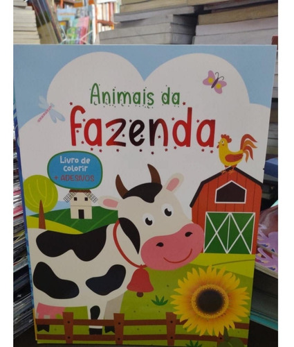 Livro De Colorir Com Adesivos - Animais Da Fazenda