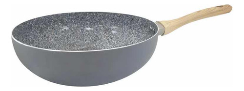 Wok Hudson N28 Antiadherente Granito Asas Símil Madera