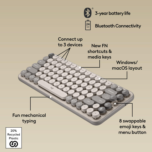 Teclado Logitech Pop Keys Mecánico Inalámbrico Emoji Persona