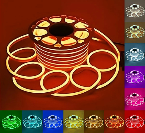 Tira Manguera Luz Led Flexible Neon Exterior 50mts Naranja Veoquiero