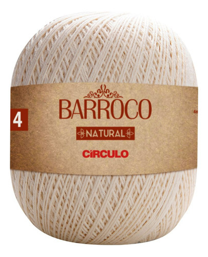 Linha Cordão Barbante Barroco Natural Círculo Nº4 - 700g Cor 4 Fios