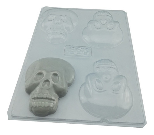 Molde Acetato Para Chocolate Halloween 4 Calaveras Mod E63