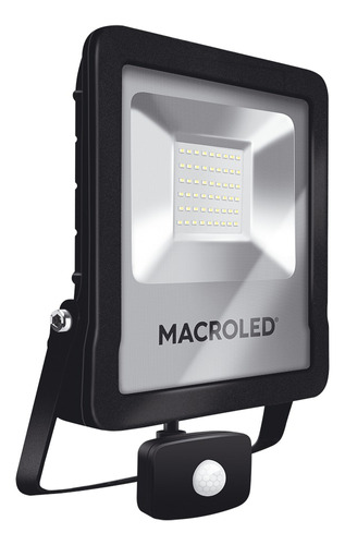Reflector Led Sensor De Mov 50w Cálido Macroled Sflsv2-50