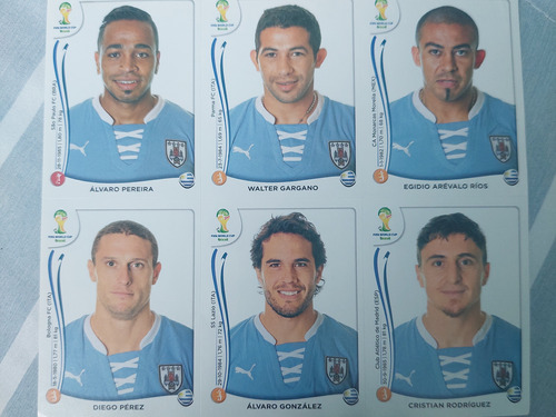 Lámina Álbum Mudial Brasil 2014 / Set Uruguay 6 Jugadores