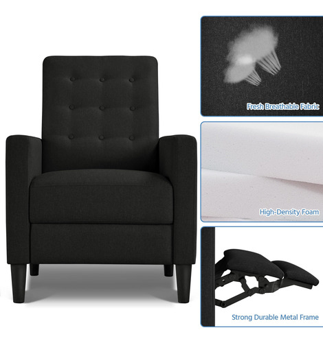 Silla Reclinable Tela Moderna Sofá Individual Ajustable