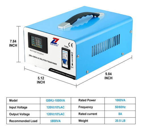 Transformador De Aislamiento Zhengxi 120 V A 120 V 1000 W Co