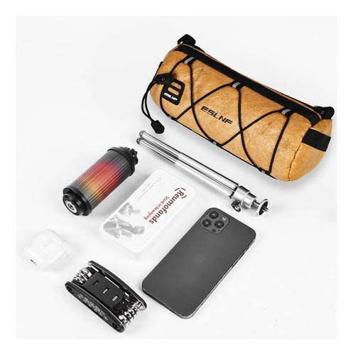 Bolsa Impermeable Multifuncional + Luz Trasera P/bicicleta Color Dorado Oscuro