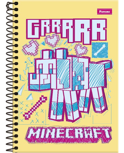 Caderno Espiral 1/4 C/d Minecraft Foroni Capa Sortida