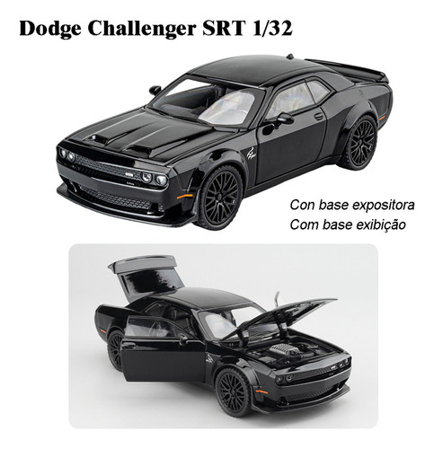 Dodge Challenger Srt Miniatura Metal Coche Con Luz Y Sonido