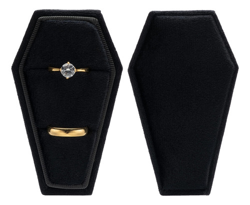 Caja Para Anillos De Terciopelo Con Forma De Ataúd, Soporte