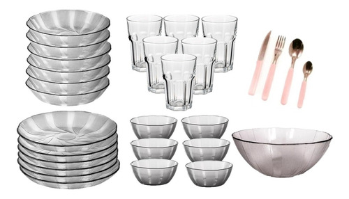 Set De Vajilla Completa 6 Personas Plato Vaso Cubierto 49pza