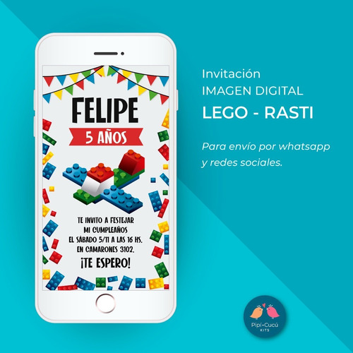 Invitación Virtual Imagen Digital - Lego / Rasti