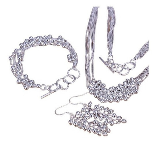 Remate! Conjunto Plata 925 - 3 Piezas -  Modelo Perlas