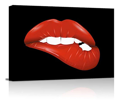 Lienzo Decorativo Para Pared Diseño De Labios Rojos