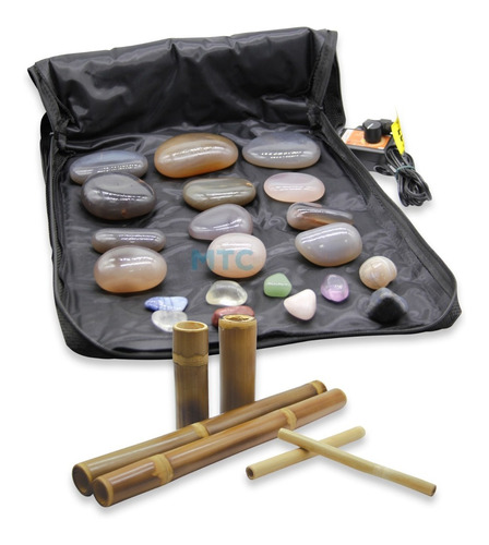 Kit Pedras Quentes Com Aquecedor 220 Volts + Bambus Massagem