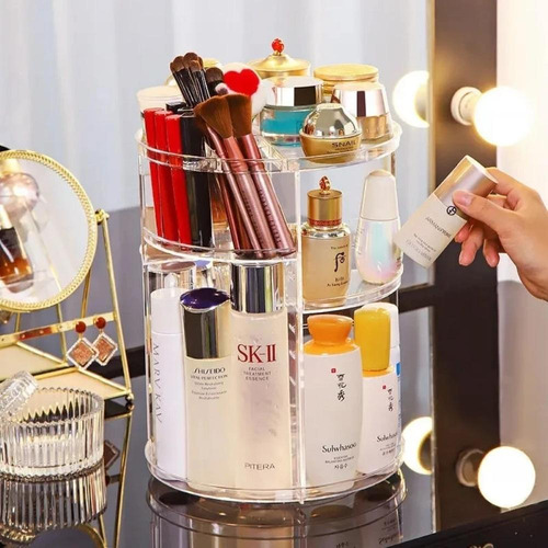 Organizador Cosméticos Redondo Giratório Elegante Paramount Cor Transparente