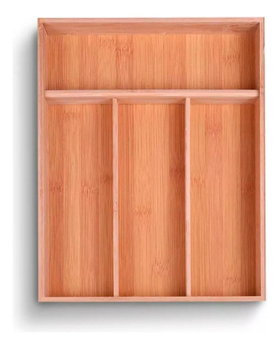 Porta Talher Bambu 5 Divisórias Utensílios Gaveta Garfo Faca