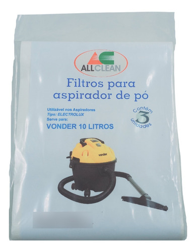 Filtro Saco De Aspirador Vonder 10 Litros 3unid Limpeza