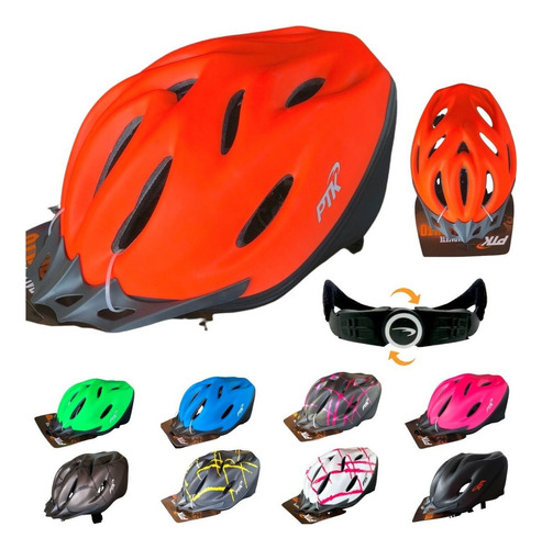 Capacete Bike Ciclismo Mtb Bicicleta Com Regulagem Cor Laranja Tamanho 56-62cm