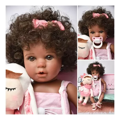 Boneca Bebê Reborn Princesa Negra Original Brinquedo Morena