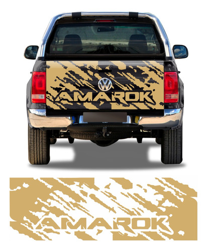 Adesivo Volks Amarok Tampa Traseira Dourado Compatível F029