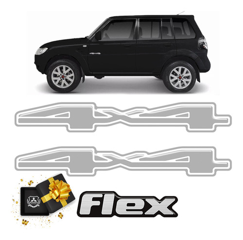 Adesivo Pajero Tr4 4x4 Flex 2014/2016 Emblema Prata Resinado