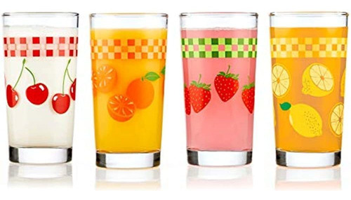 Libbey Vasos De Jugo Vintage, Frutas Variadas, Juego De 4, 4