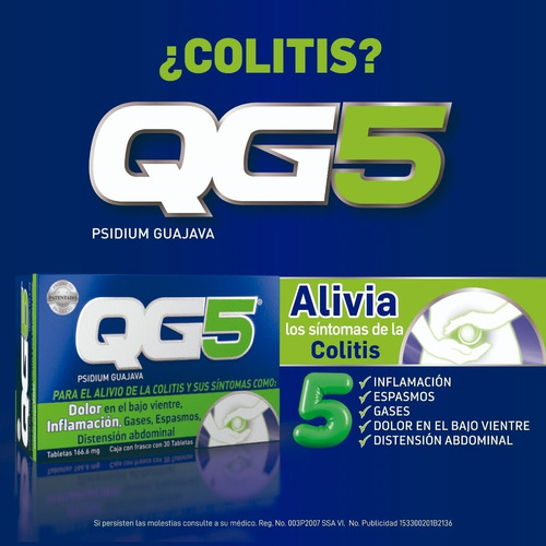 Qg5 Auxiliar Para El Alivio De La Colitis Dolor 10 Tabletas