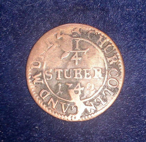 Moneda Alemania, Estado De Colonia 1/4 Stüber 1742, #135