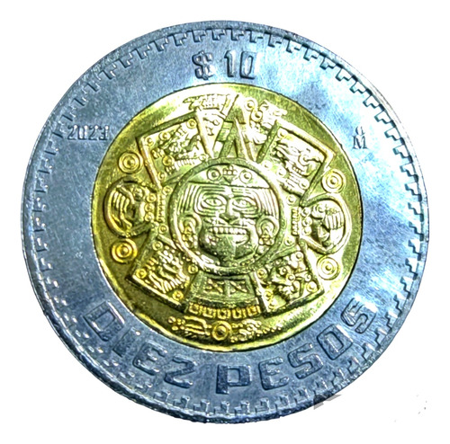 1 Moneda De 10 Pesos Sin Circular Rara Con Colores Cambiados