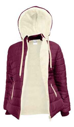 Campera Inflable De Mujer Térmica Con Corderito Y Capucha G6