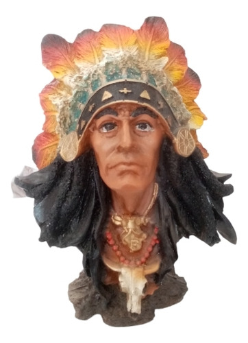 Cabeza De Indio, 25 Cm, Figura De Resina 