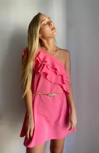 Vestido rojo online con volados