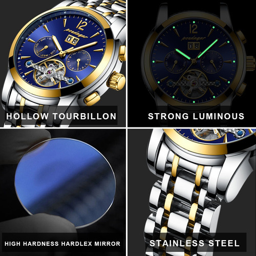 Reloj Mecánico Luminoso Automático Poedagar Para Hombre