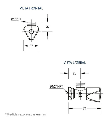 Llave Arresto 1/2x1/2 Bronce Cromada Fp Fundición Pacífico