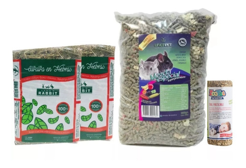 Alimento Chinchilla 3 Kg El Mejor Del Pais Y Heno Alfalfa